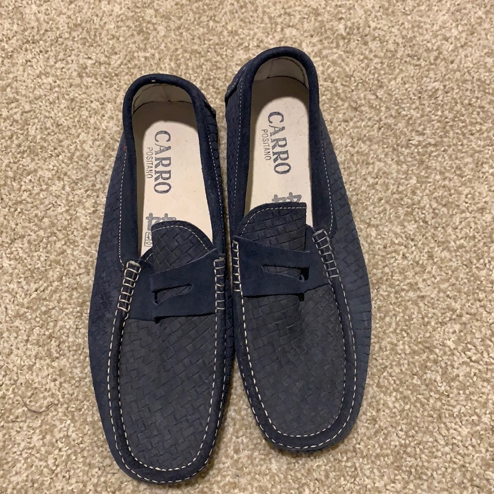 Carro Positano Blue Woven Driving Loafer 44